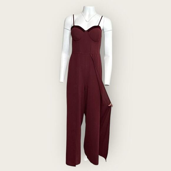 NWOT | B.O.G Collection | Sleeveless Jumpsuit | Burgundy | Small?? - Picture 2 of 13
